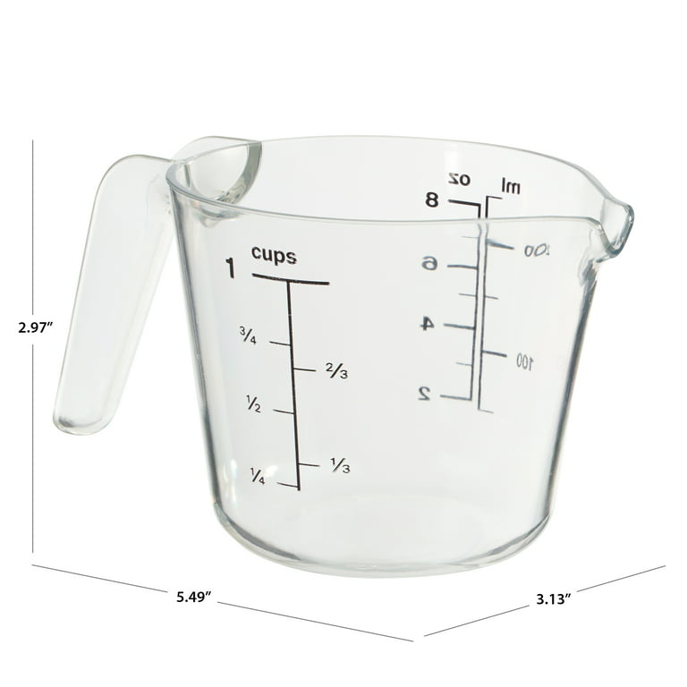 Mainstays 1/4 Cup BPA-Free Plastic Mini Measuring Cup, Black/Transparent 