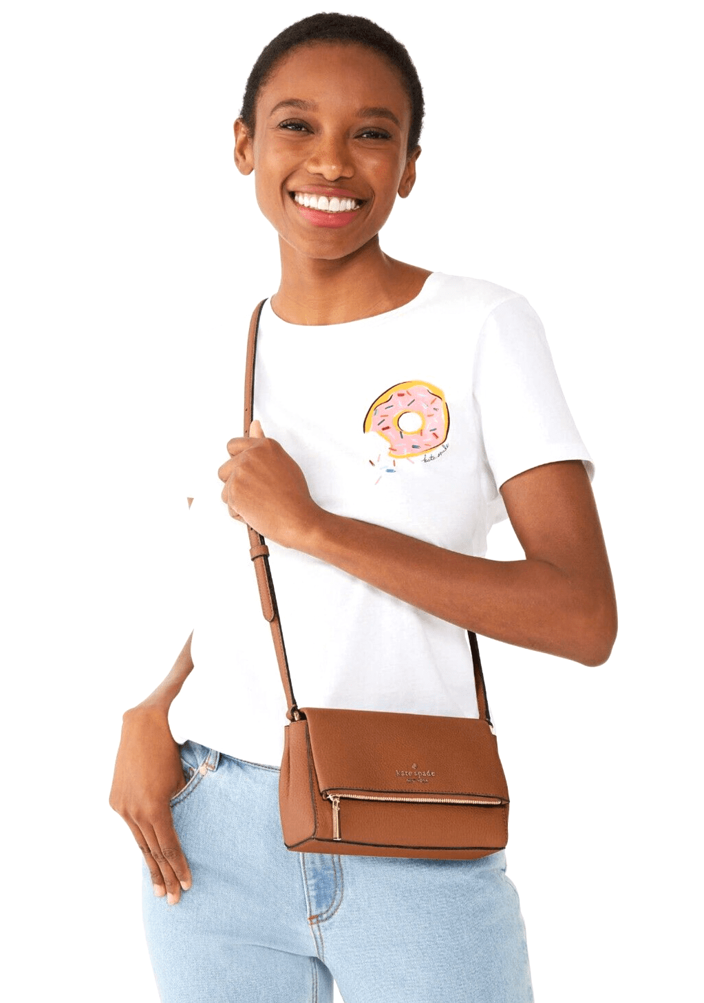 Kate Spade Leila Mini Zip Warm Ginger Pebble Leather Crossbody Bag KE487 $329