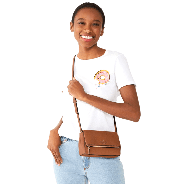 Kate Spade Leila Mini Zip Warm Ginger Pebble Leather Crossbody Bag