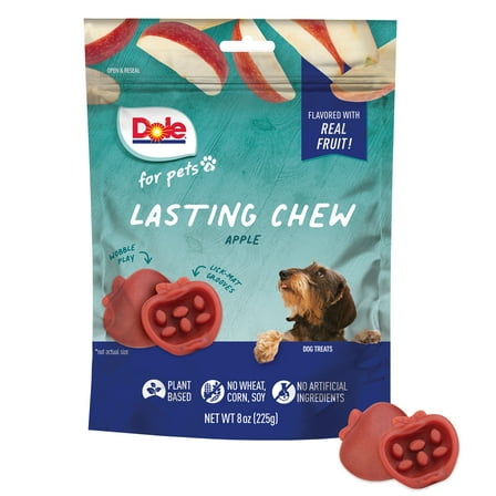 Dole Lasting Chew Treat for Dogs, Apple Flavor, Made with Real Fruit, No Wheat, Corn, Soy, Artificial Flavors, Colors, or Preservatives, Small Breed, 8oz, 10ct