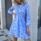 thumbnail image 5 of Vestido de falda de lunares de manga larga con cuello redondo casual sexy elegante para mujer Pompotops  qwe12434, 5 of 8