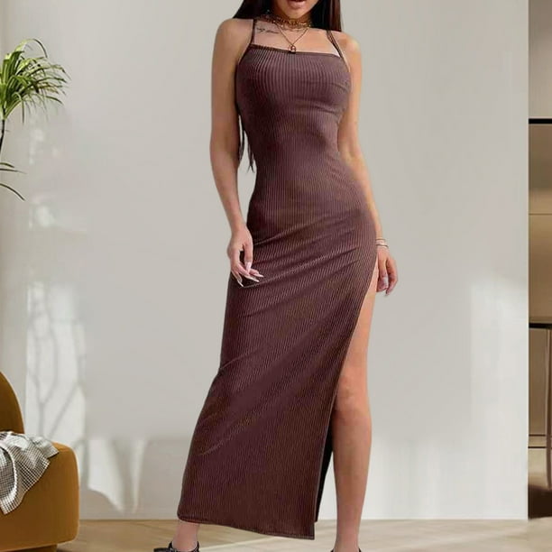 Vestido Cafe Largo Vestido Largo Para Mujer En Color Café Con