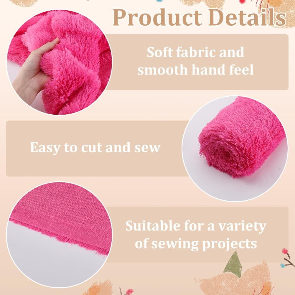 1 Yardx61 Inch Pink Fur Fabric Plush Fabric Wide Sewing Craft Fur Fuzzy Fabric Fluffy Fur Fabric for DIY Crafts Christmas Winter Costume Cosplay Gnome Pillow Rug Decor 3/4 inch Pile