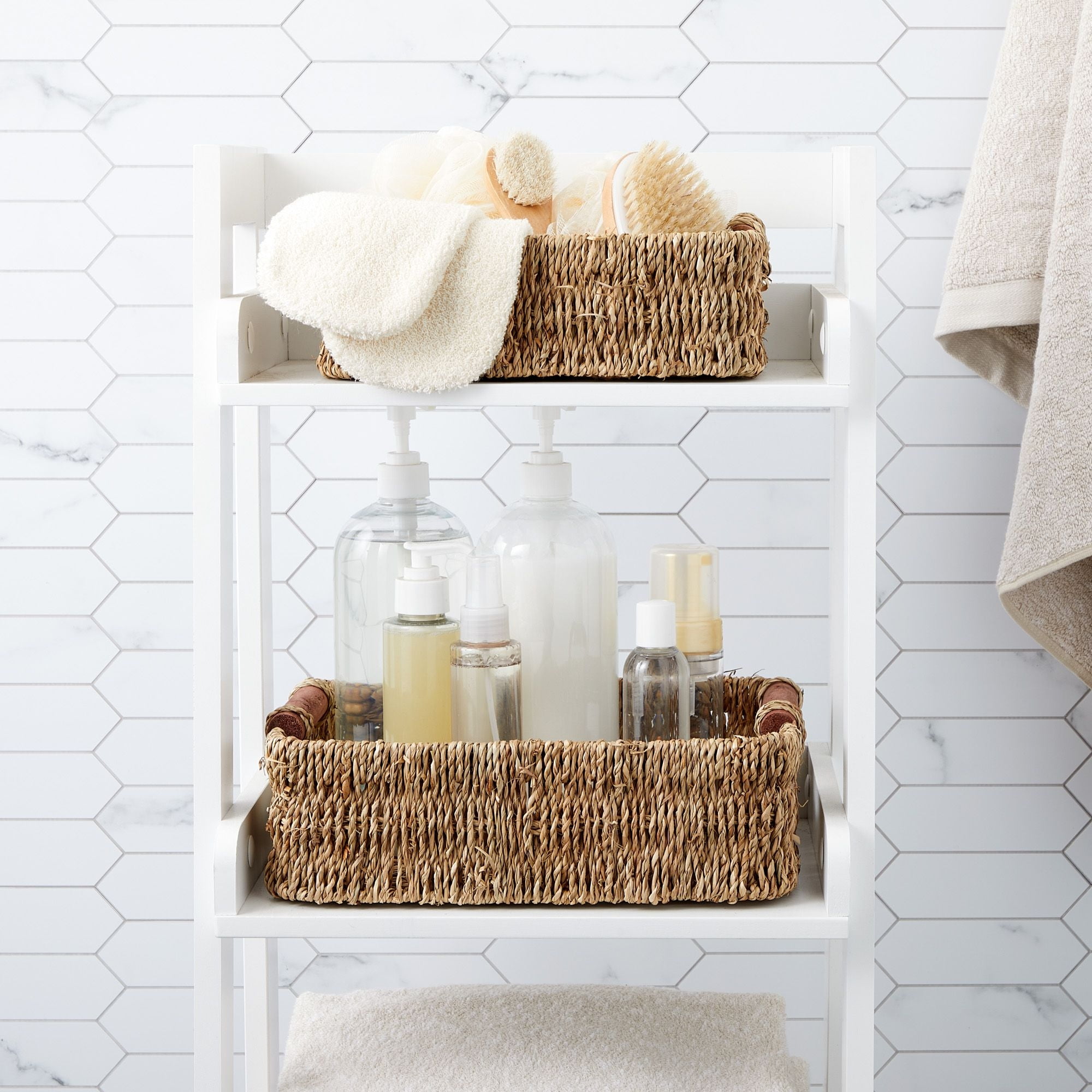 Bathroom Shelf with Towel Bar, Shelf with Toilet Paper Basket, Towel  Baskets for Bathroom Bedroom, Living Room, Kitchen, Office Decor, Brown Set  of 4