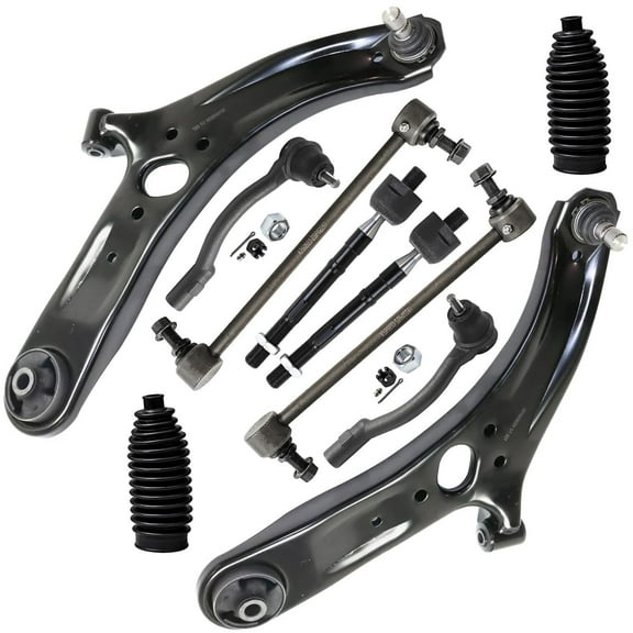 Detroit Axle - 10pc Front End Suspension Kit for 2012-2017 Kia Rio, 2 Lower Control Arms with Ball Joint Assembly 4 Inner Outer Tie Rods 2 Sway Bar End Links 2 Tie Rod Boots Replacement