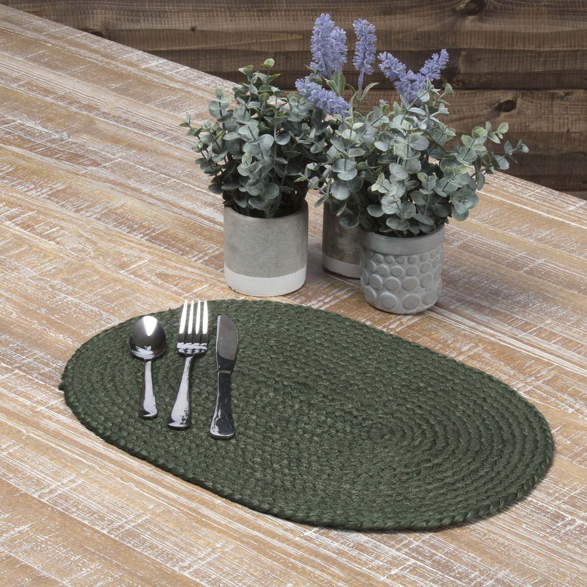 Cypress Green Rustic & Lodge Tabletop Kitchen Cypress Jute Solid Color