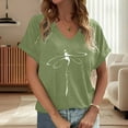 thumbnail image 2 of Huachaog Women Short Sleeve T Shirt Loose V Neck Graphic Print Loose Tee Lady Tops, 2 of 4