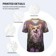 thumbnail image 4 of Daiia Dog in Lavender Flowers Mens Baseball Jersey Button Down Shirts Short Sleeve Sports Uniforms-Small, 4 of 9