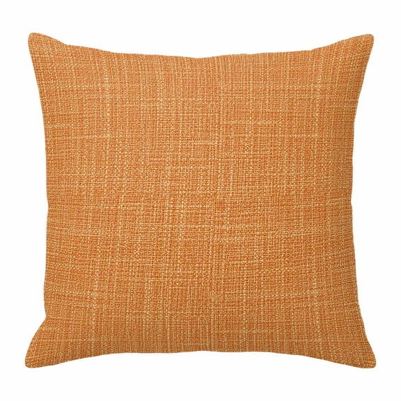 Throw Pillow Covers 20x20 Inch, Orange Fall Decorative Pillow Cases for Couch Sofa Bed, Rustic Farmhouse Solid Color Cotton Linen Square Home Decor Pillowcases with Hidden Zipper