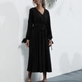 thumbnail image 3 of Vestido De Mujer, Vestido De Manga Larga Lavable A Máquina Empalmado Con Cuello En V Hueco Para Ir De Compras ANGGREK Otros, 3 of 8