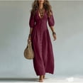 thumbnail image 5 of Guieoi Womens Dresses Fall Plus Size V-Neck Loose Casual Short-Sleeve Button-Down Dress Red L, 5 of 7