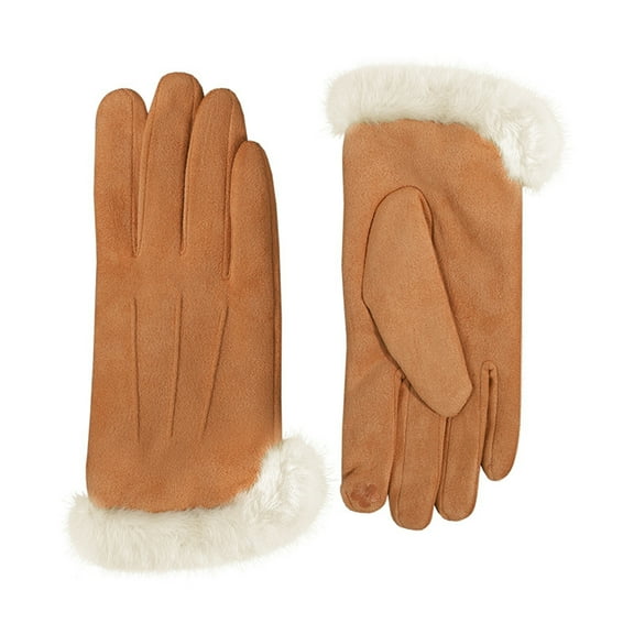 Winter Gloves with Soft Deerskin Suede Leather & Thermal Polar Fleece,Extra Soft 70G 3M Thinsulate,Thermal Insulated Gloves,Christmas Gifts for Lover(9Inch,Camel)