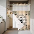 thumbnail image 4 of Vintage Crown Bee No Hook Shower Curtain with Snap in Liner Classical Floral Texture Orange Green Ombre Waterproof Bathroom Shower Curtain with See Through Top Window for Bathtub 72" x 84", 4 of 9