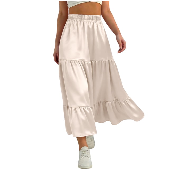 Falda de verano para niños, color sólido, relajada, deportiva, cintura elástica, nudo, falda completa para niños, falda de poliéster para niños