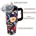 thumbnail image 5 of 40oz Tumbler with Handle and Straw Lid | Vacuum Insulated Leak Proof Tumbler | Stainless Steel Travel Mug Water Bottle Cup Keeps Cold & Hot | Blue Flowers, 5 of 6