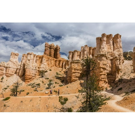 Hikers amongst hoodoo formations on the Fairyland Trail in Bryce Canyon National Park, Utah, United Print Wall Art By Michael