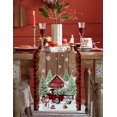 thumbnail image 2 of Jbralid Christmas Red Truck Table Runner, Seasonal Winter Holiday Table Decor for Wedding Holiday Parties, Red Plaid Wood Grain Xmas Tree Snowman Farmhouse Decor Burlap Table Runners 13x72 Inch, 2 of 5