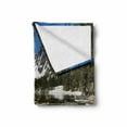 thumbnail image 2 of Landscape Soft Flannel Fleece Blanket, Dream Mirroring Lake at the Mountain Park in West America River Snow Print, Cozy Plush for Indoor and Outdoor Use, 50" x 70", Green Brown Blue, by Ambesonne, 2 of 6