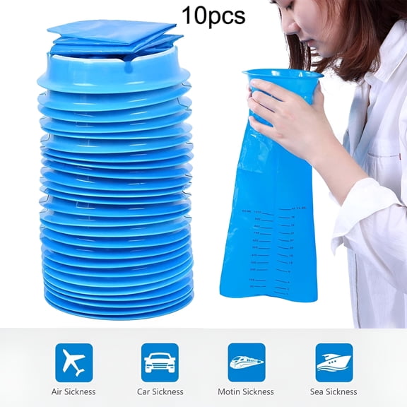 XIRQI 10Pcs 1000ML Emesis Bags, Barf Bags, Disposable Nausea Bags Perfect for Motion, Car & Aircraft Sickness and Pregnant Women
