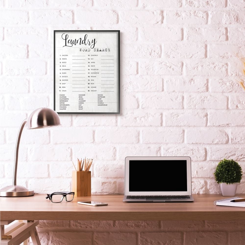 Laundry Word Scramble Fun Family Word Design XXL Framed Giclee Texturized Art by Daphne Polselli