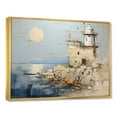 thumbnail image 2 of Designart "Minimalist Grey Lighthouse On The Horizon" Beach Light House Floater Framed Canvas Art Print, 2 of 5