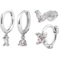 thumbnail image 1 of 4pcs Earrings Set for Women Multipack, Dainty Earrings Stack Set Trendy Silver, 1 of 5