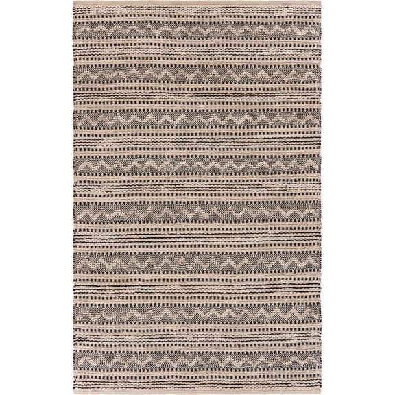 8’ x 10’ Black and Blush Chevron Stripe Area Rug