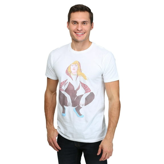 Marvel Men's Undercover Gwen T-Shirt, White, Medium