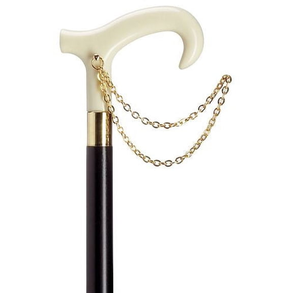 Walking Cane Stylish Derby Handle Ladies Cane Black Maple Shaft Ivory Color Handle