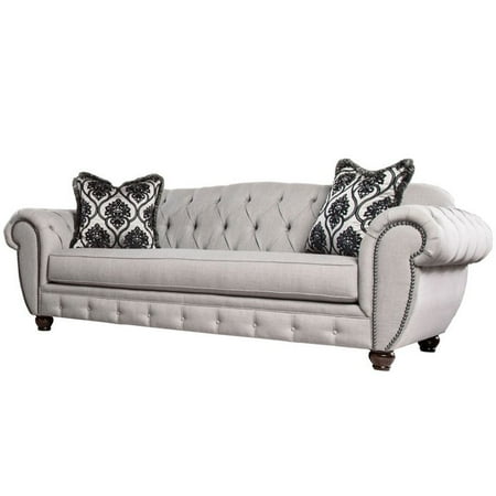 Furniture Of America Isabella Tufted Fabric Sofa In Gray