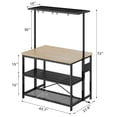 thumbnail image 3 of Huisuilinss Kitchen Island Table,Microwave Stand Oven Shelf,Metal Coffee Bar Table,Bakers Rack With 3 Tier Storage And 5 Hooks,Kitchen Storage For Spices Pots Pans,Stool Not Included, 3 of 7