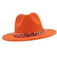 thumbnail image 1 of Sombrero de Jazz de Cadena Ala Clásico Jazz Panamá Uno Naranja Zulema Jazz sombrero hombres, 1 of 4