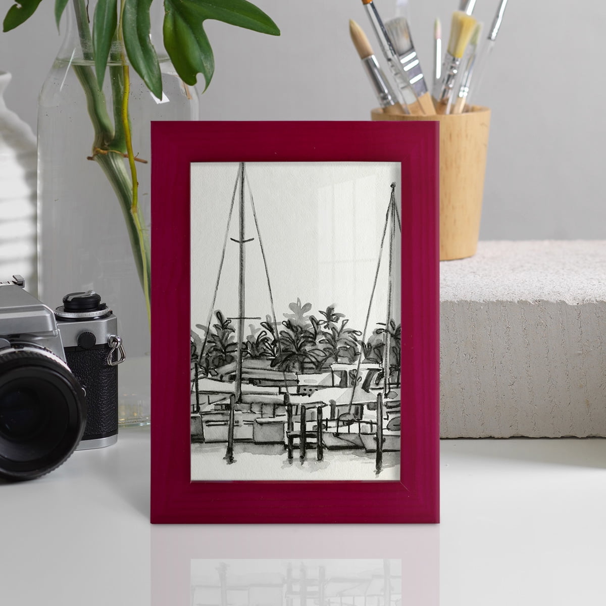 Neutral Tropics II - Framed Print w/glass - Cherry Red