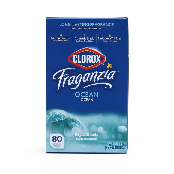 Toallitas suavizantes para secadora Clorox Fraganzia Ocean, 80 unidades