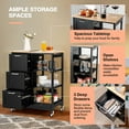 thumbnail image 5 of Gymax Rolling Kitchen Island Utility Storage Cart w/ 3 Storage Drawers & Shelves Black, 5 of 10