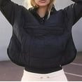 thumbnail image 5 of Puffer Pullover Hoodies Women Quilted Cotton Padded 1/4 Snap Buttons Lightweight Plain Hooded Sweatshirt Jackets (X-Large, Black), 5 of 6