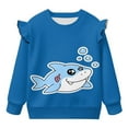 thumbnail image 4 of Yuyamidu Baby Shark Sweatshirt Toddler Girl 1T 2T Blue Long Sleeve Ruffle Shoulder Crewneck Tops Cute Graphic Sweatshirts Lightweight Comfy Fall Outfits Outdoor School Playwear, 4 of 7