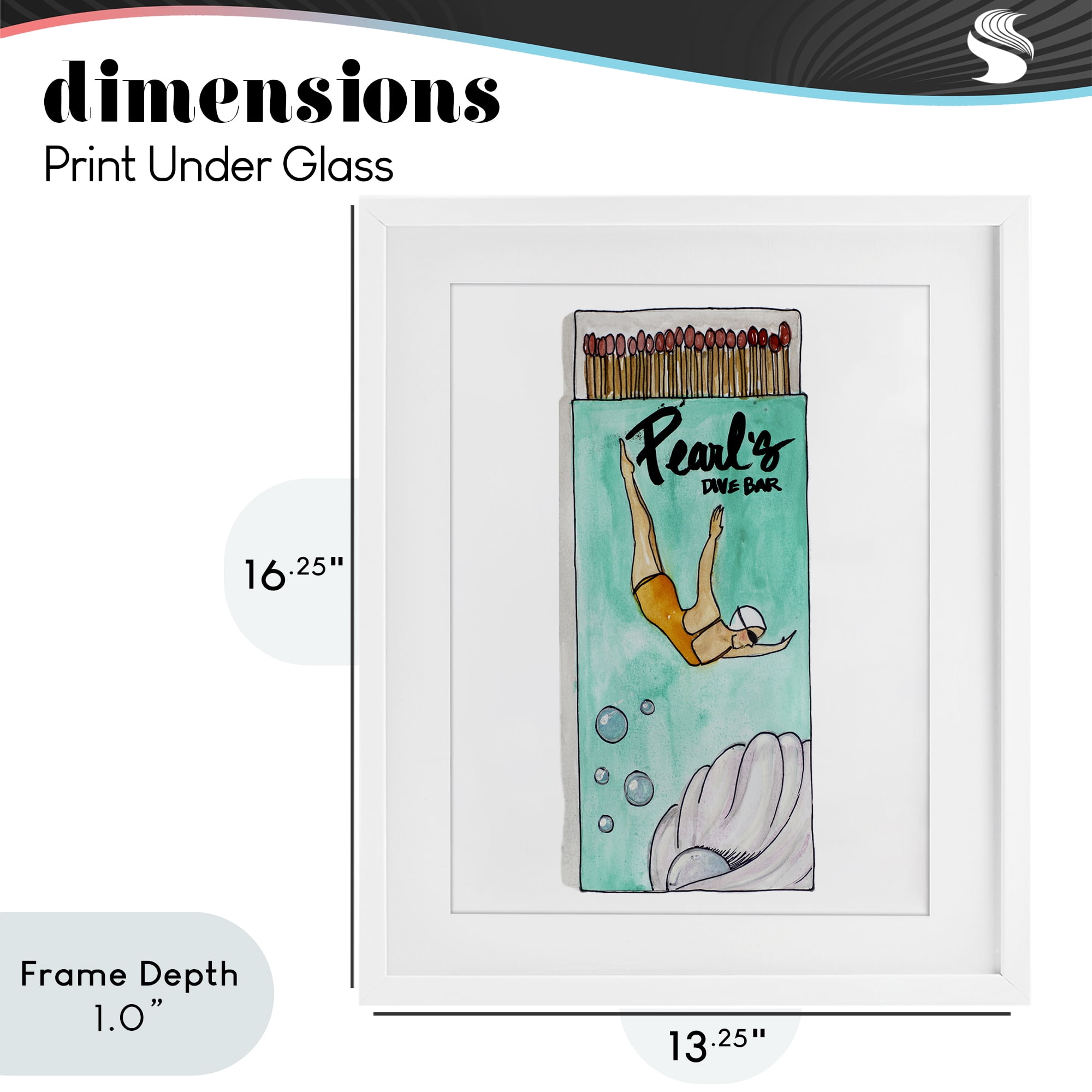 Stupell Industries Pearl Dive Matchbox White Framed Print Under Glass, design by Nola James