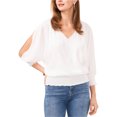thumbnail image 1 of SAM AND JESS Womens Smocked Waist V Neck Peasant Blouse, white, S, 1 of 1
