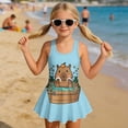 thumbnail image 3 of Uourmeti Cartoon Capybara Bathing Print Girls One Piece Swim Dress - Quick Dry, Stretchy Skirted Bathing Suit for Beach & Pool Vacation, 3 of 8