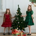 thumbnail image 6 of KelaJuan Girls Christmas Evening Dress Short Puff Sleeve Tiered Ruffle Princess Dress with Bow Decor, 6 of 6