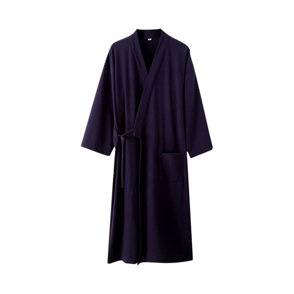 Nfurl Kimono Robes for Women with Pockets Soft 3/4 Sleeve Spa Bathrobes Comfy Fall Winter Shower Robe Ladies Housecoats Bathrobe Purple S