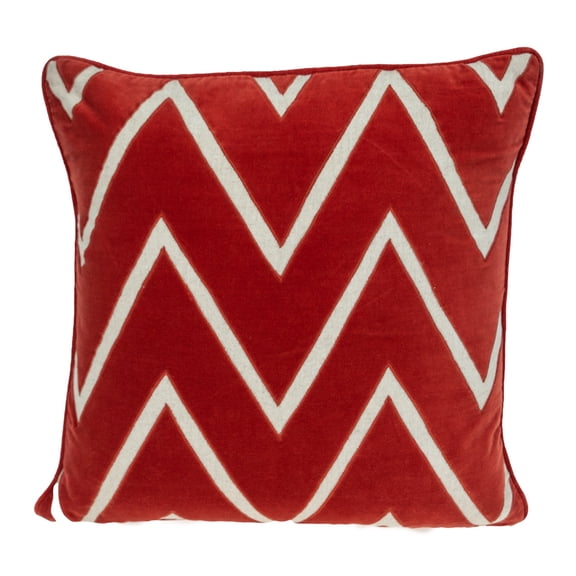 Nassau Collection Embroidered Zig Zag Square Throw Pillow - 22" - Red and White