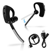 Oct17 Universal Bluetooth 4.0 Stereo Wireless Business Work Headset Handfree Earphone Compatible with iPhone Samsung HTC LG - Silver