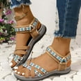 thumbnail image 4 of Sandals for Women Clearance, Xunlbb Women's Summer New Plus-size Ethnic Style Casual Fashion Wedge Sandals(Brown,Size:40), 4 of 7