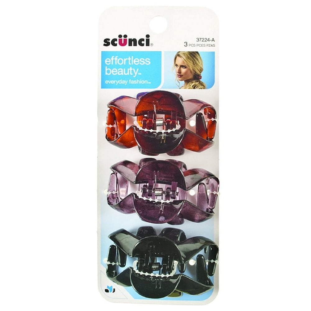 Scunci Effortless Beauty Jaw Hair Clips 3 ea (Pack of 2)