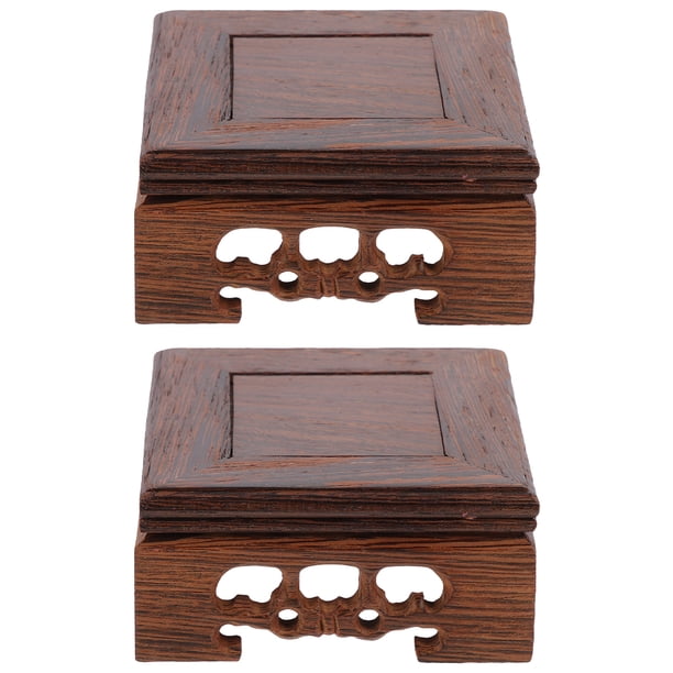 2 bases de madera para macetas, soportes de exhibición de madera orientales, base para tetera, jarrón y bonsái.