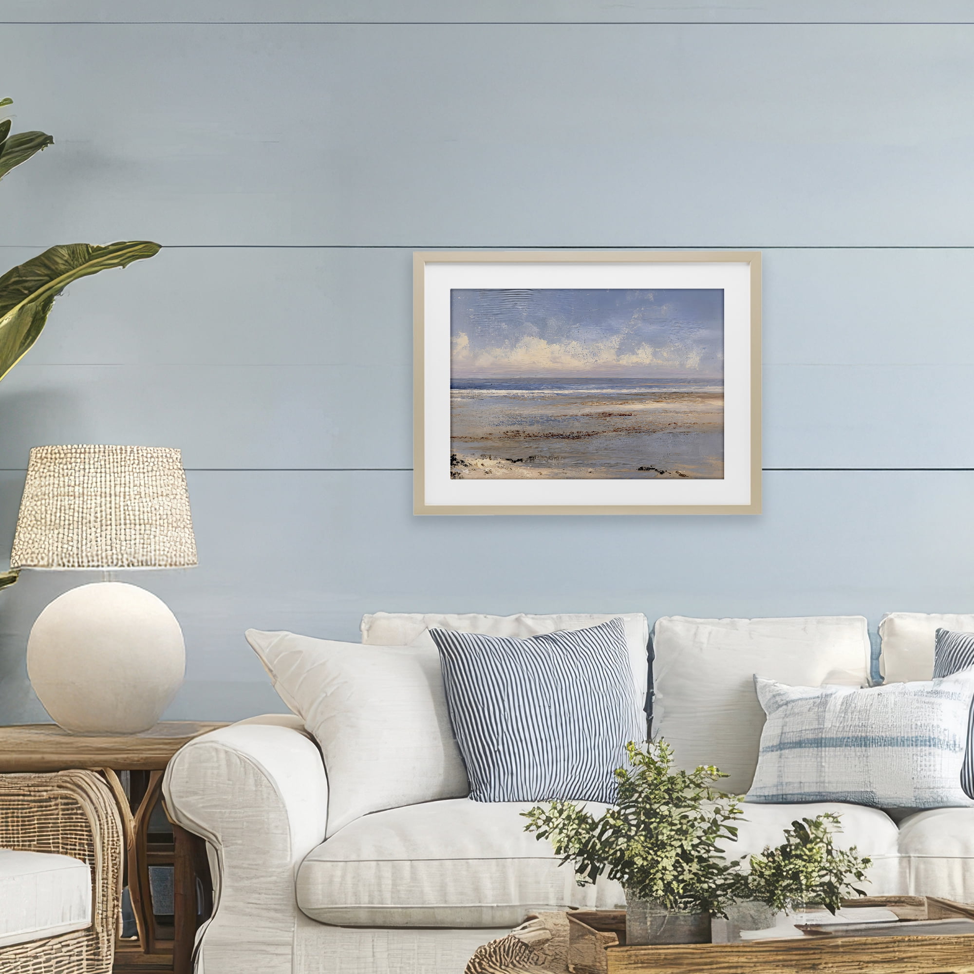 Stupell Industries Rustic Ocean Horizon Impression Birch Framed Print Under Glass, design by Jacky Ngan