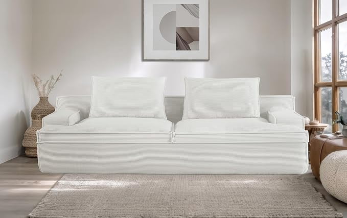 US Pride Oversized Full Foam 4 Seater Couch for Living Room Upholstered in Soft Corduroy Fabric