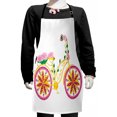 thumbnail image 1 of Bicycle Kids Apron, Fantasy Bike with Exotic Swirling Floral Detail on the Seat and Tires Hippie Image, Boys Girls Apron Bib with Adjustable Ties for Cooking Baking Painting, Pink Yellow, by Ambesonne, 1 of 2